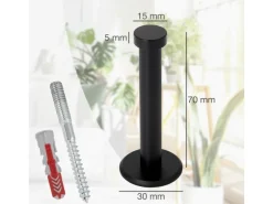 SOTECH Garderobenhaken TALEA Ø10 mm Ø15 mm Länge 70 mm Edelstahl Schwarz Matt