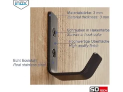 SOTECH Kleiderhaken LOXTEN 60 x 20 x 45 mm Echt Edelstahl Schwarz