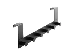 SOTECH Türgarderobe LINEA I Edelstahl Schwarz Matt mit 6 Haken für Türen mit Falz max. 16 mm