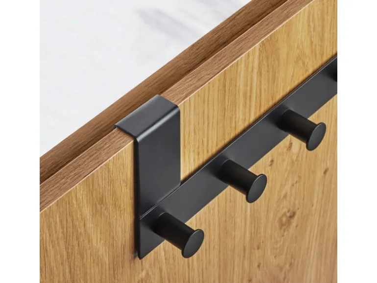 SOTECH Türgarderobe LINEA I Edelstahl Schwarz Matt mit 6 Haken für Türen mit Falz max. 16 mm
