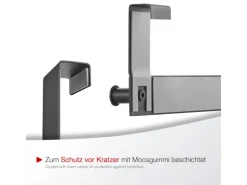 SOTECH Türgarderobe LINEA I Edelstahl Schwarz Matt mit 6 Haken für Türen mit Falz max. 16 mm
