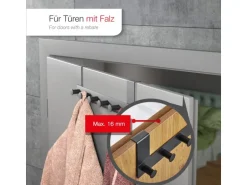 SOTECH Türgarderobe LINEA I Edelstahl Schwarz Matt mit 6 Haken für Türen mit Falz max. 16 mm