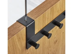 SOTECH Türgarderobe LINEA II Edelstahl Schwarz Matt mit 6 Haken für 40 mm Türen Ohne Falz