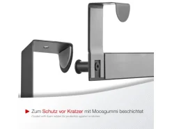 SOTECH Türgarderobe LINEA II Edelstahl Schwarz Matt mit 6 Haken für 40 mm Türen Ohne Falz