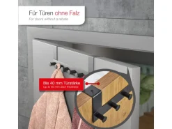 SOTECH Türgarderobe LINEA II Edelstahl Schwarz Matt mit 6 Haken für 40 mm Türen Ohne Falz