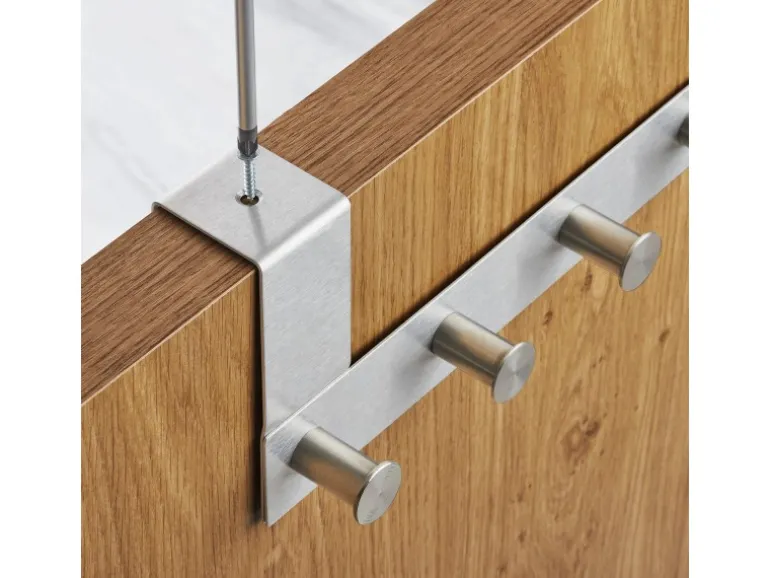 SOTECH Türgarderobe LINEA II Edelstahl Gebürstet mit 6 Haken für 40 mm Türen Ohne Falz