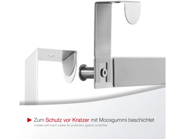 SOTECH Türgarderobe LINEA II Edelstahl Gebürstet mit 6 Haken für 40 mm Türen Ohne Falz