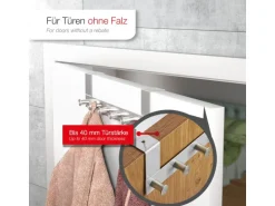 SOTECH Türgarderobe LINEA II Edelstahl Gebürstet mit 6 Haken für 40 mm Türen Ohne Falz