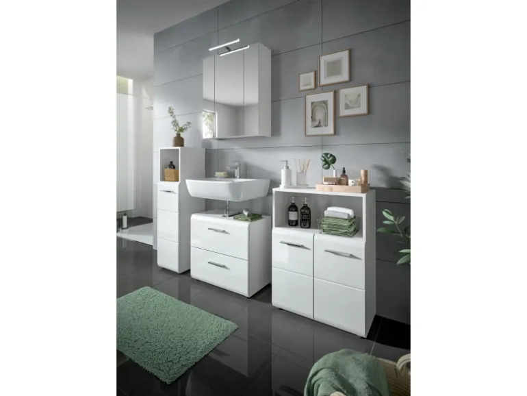 Standschrank Ice 30 cm x 110 cm x 30 cm Weiß-Weiß