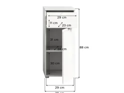 Standschrank Solero Weiß Hochglanz 87 cm x 38 cm x 34 cm