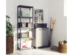 Stilo Kunststoffschrank niedrig Grau-Schwarz