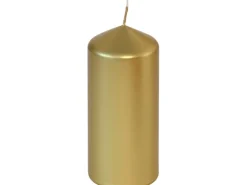 Stumpenkerze getaucht Gold 13 cm