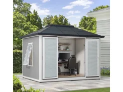 Sunjoy Gartenhaus Riga Alu/Stahl 302 cm x 386 cm Grau