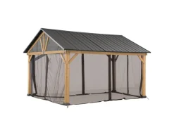 Sunjoy Zedernholz Gazebo Netz 335 cm x 399 cm Khaki
