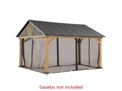 Sunjoy Zedernholz Gazebo Netz 335 cm x 399 cm Khaki