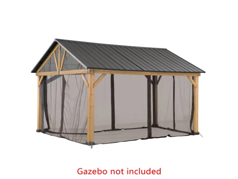 Sunjoy Zedernholz Gazebo Netz 335 cm x 399 cm Khaki