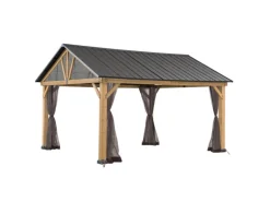 Sunjoy Zedernholz Gazebo Netz 335 cm x 399 cm Khaki