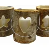 Sunny Garden Windlicht Holzstamm mit Glas 3-fach sortiert 18 cm x 16 cm