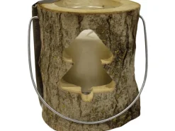 Sunny Garden Windlicht Holzstamm mit Glas 3-fach sortiert 18 cm x 16 cm
