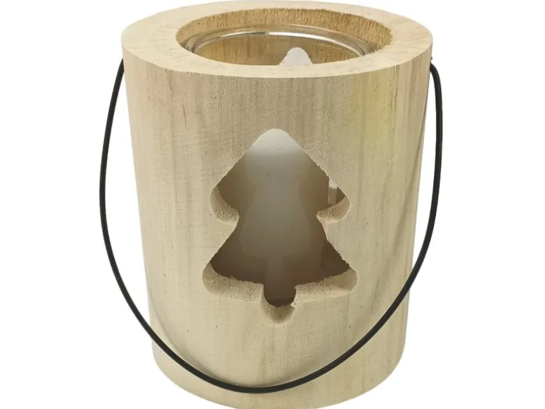 Sunny Garden Windlicht Holzstamm Nordic-Style mit Glas 3-fach sort. Ø 13 x 15 cm