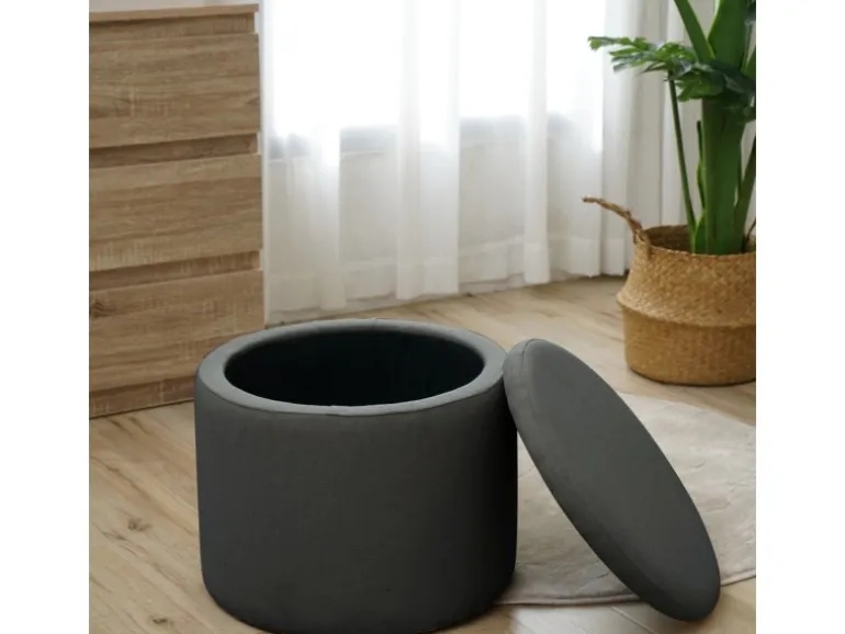 Svita Amber Aufbewahrungsbox Mit Deckel Hocker Mit Stauraum Sitzhocker Stoff Anthrazit
