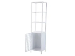 Svita Badregal L Mit Tür Hoher Badezimmerschrank Regal Freistehend Natur Weiß