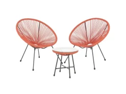 Svita Bali Balkon Möbel Set Lounge Garnitur Relax Egg-Chair Flecht-Design Orange Terracotta