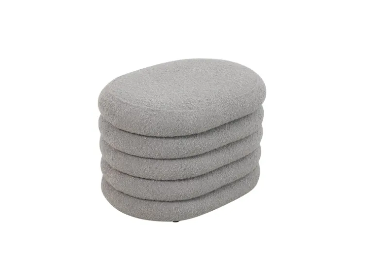 Svita Blossom S Hocker Mit Stauraum Sitzhocker Ottomane Boucle-Polster Hellgrau
