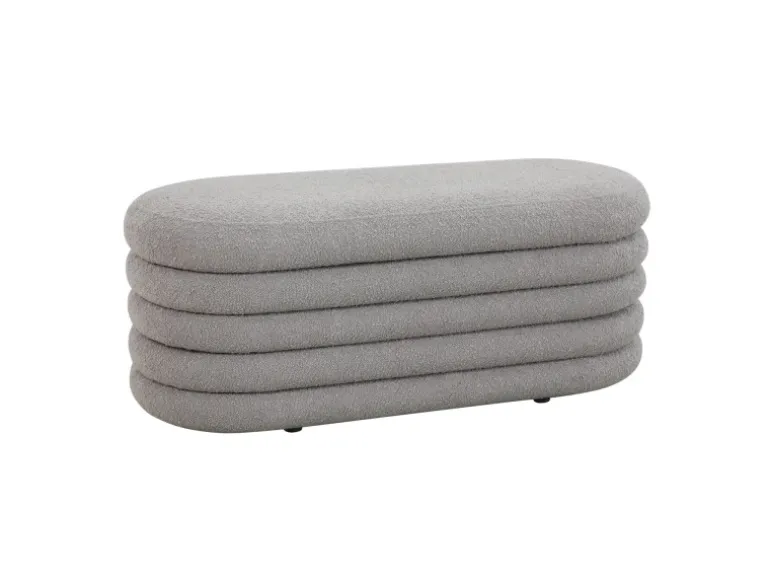 Svita Blossom XL Hocker Mit Stauraum Sitzhocker Ottomane Pouf Teddyboucle Hellgrau