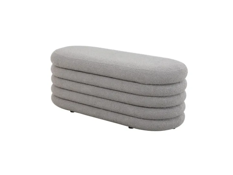 Svita Blossom XL Hocker Mit Stauraum Sitzhocker Ottomane Pouf Teddyboucle Hellgrau