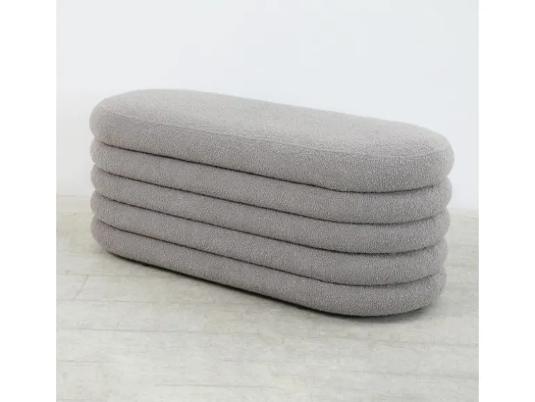 Svita Blossom XL Hocker Mit Stauraum Sitzhocker Ottomane Pouf Teddyboucle Hellgrau