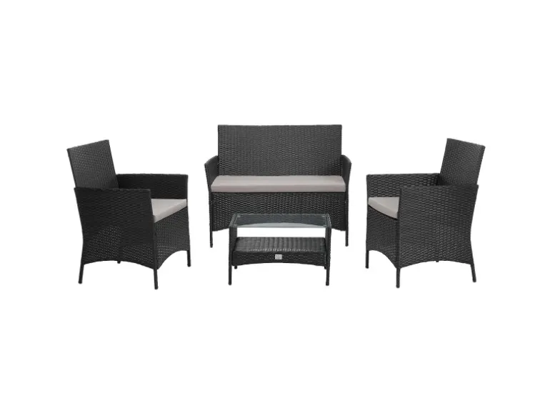 Svita Brooklyn Polyrattan Sitzgruppe Lounge Gartenmöbel Set Schwarz
