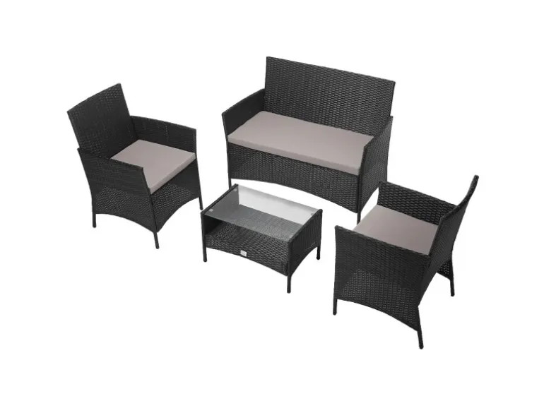 Svita Brooklyn Polyrattan Sitzgruppe Lounge Gartenmöbel Set Schwarz