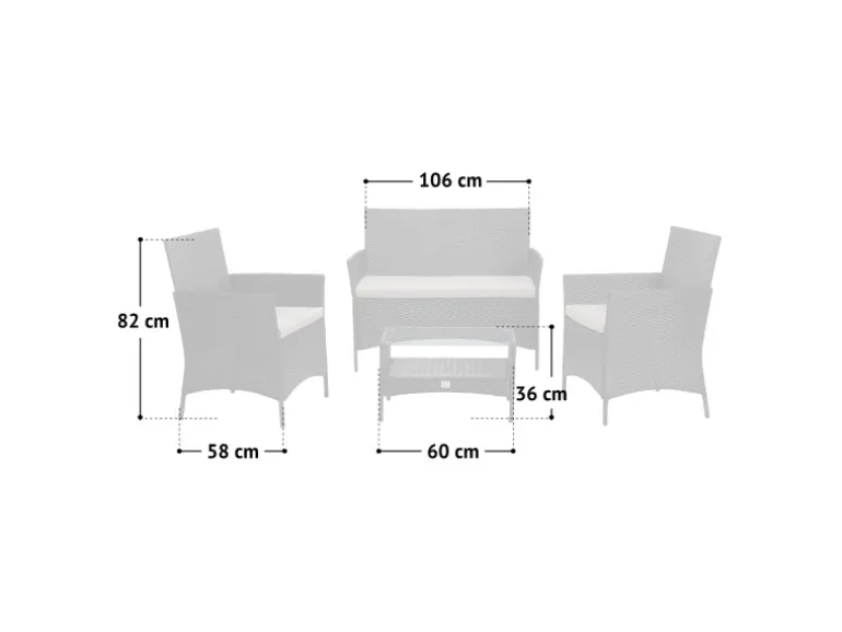 Svita Brooklyn Polyrattan Sitzgruppe Lounge Gartenmöbel Set Schwarz