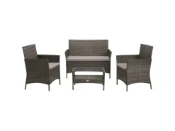 Svita Brooklyn Polyrattan Sitzgruppe Lounge Gartenmöbel Set Grau