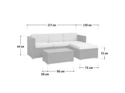 Svita California Garten-Lounge Set Mit Haube Polyrattan Gartenset Balkon-Set Rattan-Lounge Schwarz