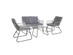 Svita Capri Balkonmöbel-Set Polyrattan Sitzgruppe Outdoor 4-tlg. Gartenlounge Hellgrau