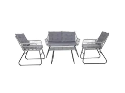 Svita Capri Balkonmöbel-Set Polyrattan Sitzgruppe Outdoor 4-tlg. Gartenlounge Hellgrau