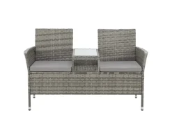 Svita Chicago Rattan-Bank Garten-Bank Lounge Sitzecke Grau