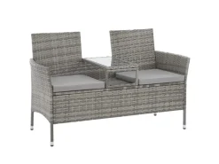 Svita Chicago Rattan-Bank Garten-Bank Lounge Sitzecke Grau