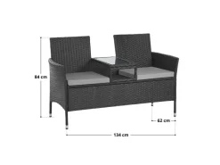 Svita Chicago Rattan-Bank Garten-Bank Lounge Sitzecke Grau