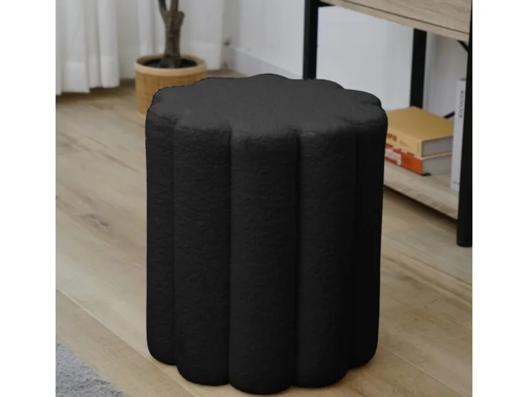 Svita Dahlia Hocker Pouf Teddyboucle Modern Schwarz