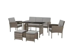 Svita Denver Polyrattan Gartenmöbel Set Essgruppe Lounge Esstisch Braun