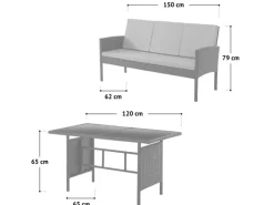 Svita Denver Polyrattan Gartenmöbel Set Essgruppe Lounge Esstisch Braun