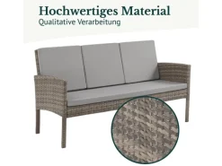 Svita Denver Polyrattan Gartenmöbel Set Essgruppe Lounge Esstisch Braun
