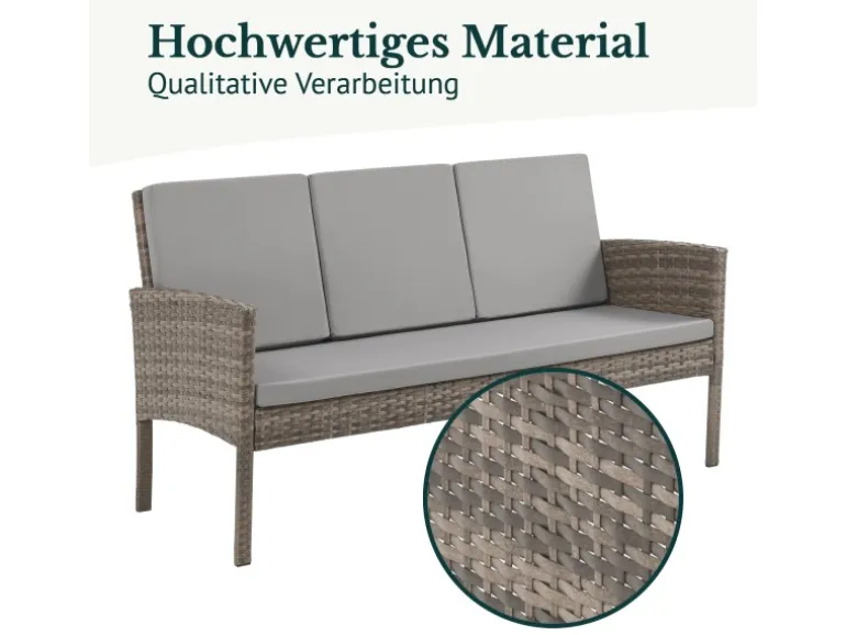 Svita Denver Polyrattan Gartenmöbel Set Essgruppe Lounge Esstisch Braun