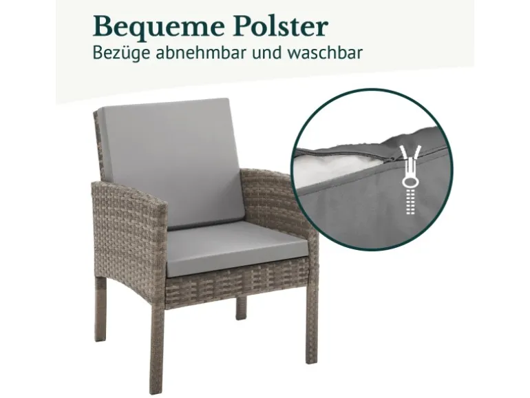 Svita Denver Polyrattan Gartenmöbel Set Essgruppe Lounge Esstisch Braun