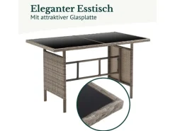 Svita Denver Polyrattan Gartenmöbel Set Essgruppe Lounge Esstisch Braun