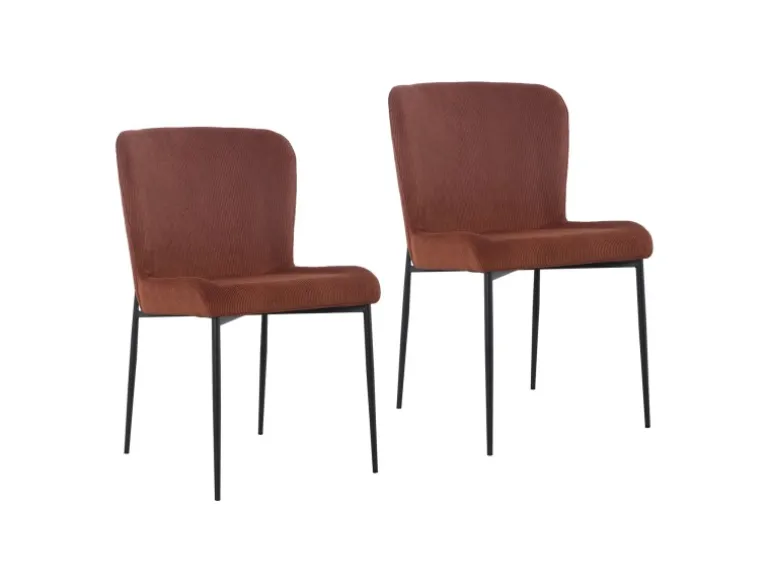 Svita Freddie Esszimmerstuhl 2er Set Cordbezug Polsterstuhl Esszimmer Küchenstuhl Bequem Metallbeine Braun