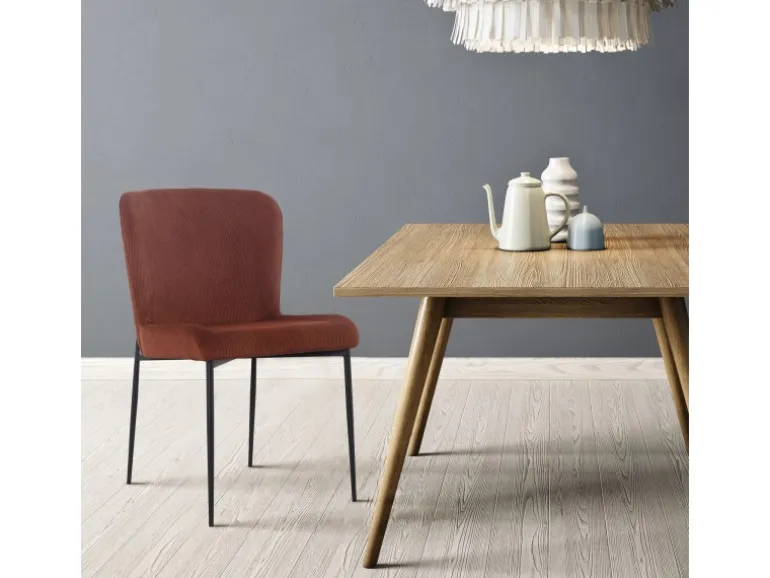 Svita Freddie Esszimmerstuhl 2er Set Cordbezug Polsterstuhl Esszimmer Küchenstuhl Bequem Metallbeine Braun